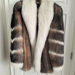 Crystal fox jacket with shadow fox collar and front